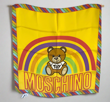 Load image into Gallery viewer, Moschino_Teddy_Bear_Toy_Scarf_Silk_Womens_Square_yellow_pride