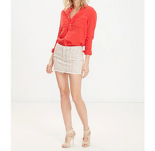 Load image into Gallery viewer, Mother Women&#39;s Straight Mini Fray Striped Cotton Denim Off White Skirt