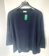 Load image into Gallery viewer, Blue sweater on a hanger with a green tag against a white background
