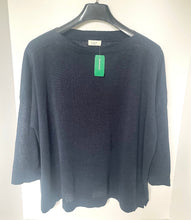 Load image into Gallery viewer, Blue sweater on a hanger with a tag against a white background