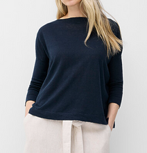 Load image into Gallery viewer, Naïf Linen Boat Neck Sweater Womens Large Blue Long Sleeve Relaxed Fit