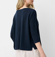 Load image into Gallery viewer, Naïf Linen Boat Neck Sweater Womens Large Blue Long Sleeve Relaxed Fit