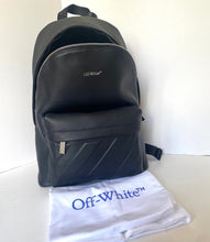 Load image into Gallery viewer, Black backpack with Off-White logo on a white surface