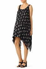Load image into Gallery viewer, Opening Ceremony Dress Womens 10 Black Sleeveless Shift Floral Silk Asymmetric Hem