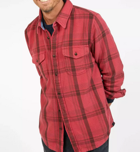 Outerknown Blanket Plaid Shirt Mens Flannel Long Sleeve Dusty Red Cusco Plaid