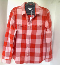 Load image into Gallery viewer, Outerknown Blanket Plaid Shirt Womens ML Flannel Long Sleeve Pink Orange