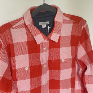 Outerknown Blanket Plaid Shirt Womens M/L Flannel Long Sleeve Pink Orange