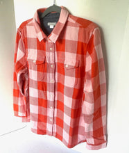 Load image into Gallery viewer, Outerknown Blanket Plaid Shirt Womens ML Flannel Long Sleeve Pink Orange