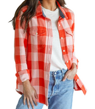 Load image into Gallery viewer, Outerknown Blanket Plaid Shirt Womens M/L Flannel Long Sleeve Pink Orange