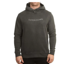 Load image into Gallery viewer, Outerknown OK Wordmark Gray Organic Snap Hoodie M hemp cotton