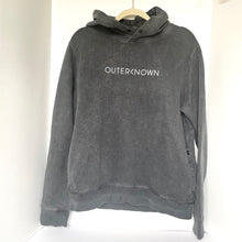 Load image into Gallery viewer, Outerknown OK Wordmark Gray Organic Snap Hoodie M hemp cotton