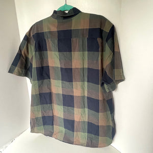 Outerknown Plaid Cotton Shirt Mens XL Green Short Sleeve Button Down Check