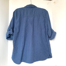 Load image into Gallery viewer, Outerknown Scout Flannel Shirt Womens Large Blue Organic Cotton Rolltab