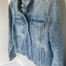 Load image into Gallery viewer, Outerknown Cara Denim Jacket Womens Blue Faded Raw Hem Fitted Organic