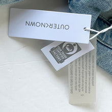 Load image into Gallery viewer, Outerknown Cara Denim Jacket Womens Blue Faded Raw Hem Fitted Organic