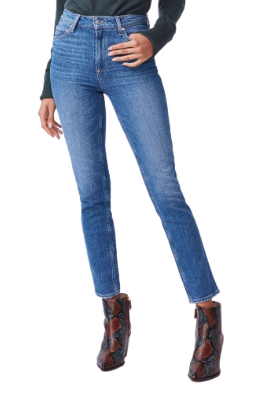 Paige Jeans Womens 26 Blue High Rise Sarah Slim Straight Leg Ankle Crop, Roadhouse
