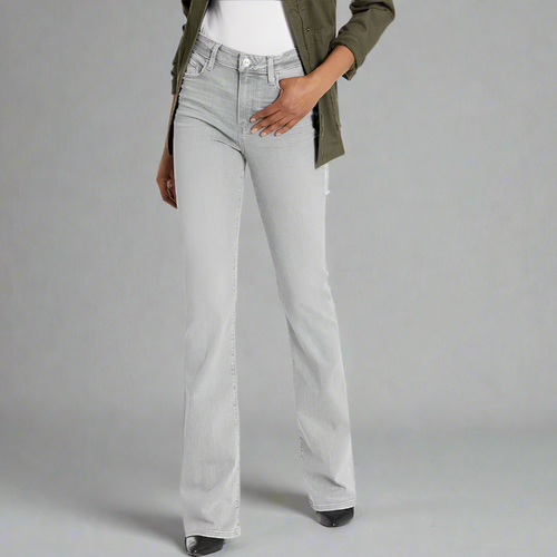 Paige Laurel Canyon High Rise Bootcut Jeans Womens Gray Stretch Transcend