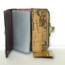 Load image into Gallery viewer, Patricia Nash Astor European Map RFID Wallet Womens Brown Leather Snap Coin