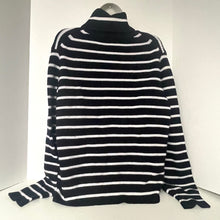 Load image into Gallery viewer, Black and white striped sweater on a mannequin against a white background