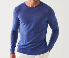 Load image into Gallery viewer, Patrick Assaraf Sweater Mens Medium Blue Crew Neck Fine Gauge Merino Wool