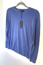 Load image into Gallery viewer, Patrick Assaraf Sweater Mens Medium Blue Crew Neck Fine Gauge Merino Wool