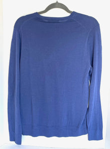 Patrick Assaraf Sweater Mens Medium Blue Crew Neck Fine Gauge Merino Wool