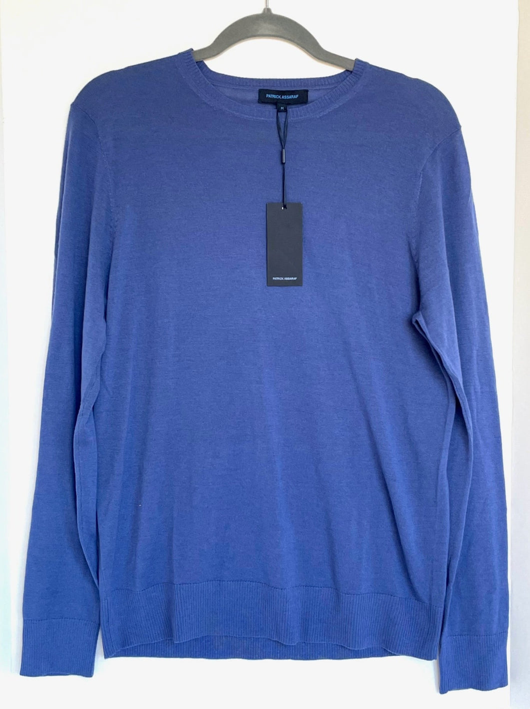 Patrick Assaraf Sweater Mens Medium Blue Crew Neck Fine Gauge Merino Wool