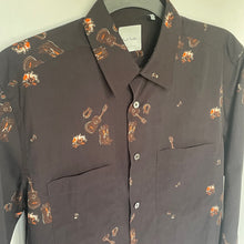 Load image into Gallery viewer, Paul Smith Dress Shirt Mens Small Brown Long Sleeve Button-Down Guitar Folk Cotton