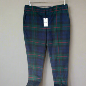 Paul Smith Wool Tartan Pant Womens 10US 46IT Blue Green Tapered Slim Tailored