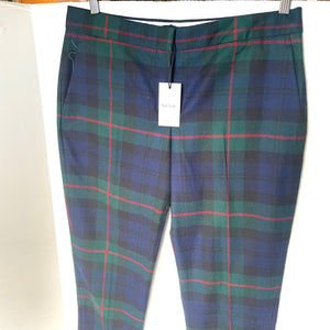 Paul Smith Wool Tartan Pant Womens 10US 46IT Blue Green Tapered Slim Tailored