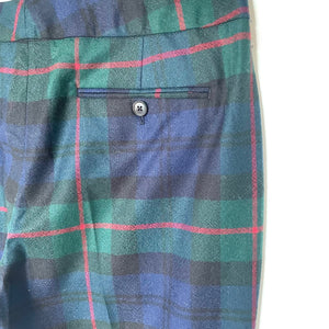 Paul Smith Wool Tartan Pant Womens 10US 46IT Blue Green Tapered Slim Tailored