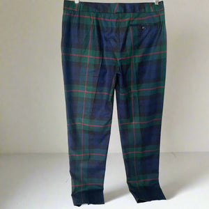 Paul Smith Wool Tartan Pant Womens 10US 46IT Blue Green Tapered Slim Tailored