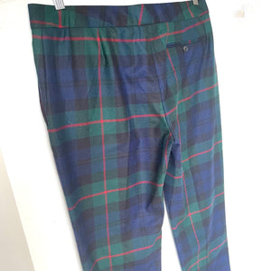 Paul Smith Wool Tartan Pant Womens 10US 46IT Blue Green Tapered Slim Tailored