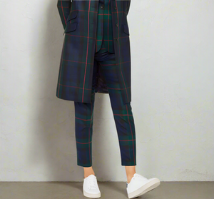 Paul Smith Wool Tartan Pant Womens 10US 46IT Blue Green Tapered Slim Tailored