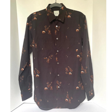 Load image into Gallery viewer, Paul Smith Dress Shirt Mens Small Brown Long Sleeve Button-Down Guitar Folk Cotton
