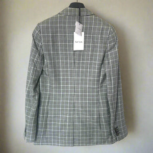 Paul Smith Single Breasted Wool Silk Blazer Womens 0 Blue Plaid Jacket Italian