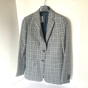 Paul Smith Single Breasted Wool Silk Blazer Womens 0 Blue Plaid Jacket Italian