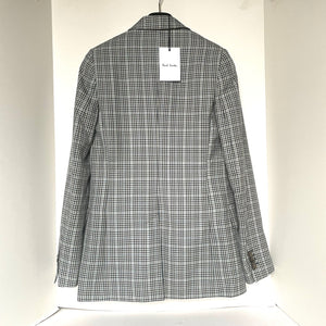 Paul Smith Single Breasted Wool Silk Blazer Womens 0 Blue Plaid Jacket Italian