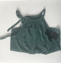 Load image into Gallery viewer, Green sparkly top with thin straps on a white background