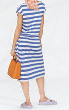 Load image into Gallery viewer, Polo Ralph Lauren Linen Midi Wrap Dress Medium Blue Short Sleeve Stripe Ties