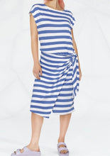 Load image into Gallery viewer, Polo Ralph Lauren Linen Midi Wrap Dress Medium Blue Short Sleeve Stripe Ties