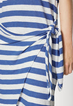 Load image into Gallery viewer, Polo Ralph Lauren Linen Midi Wrap Dress Medium Blue Short Sleeve Stripe Ties