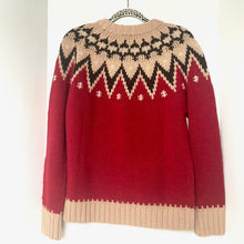 Load image into Gallery viewer, Red sweater with a geometric pattern on a white background