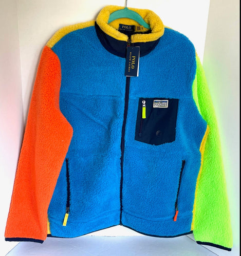 Polo Ralph Lauren Fleece Jacket Mens Full Zip Color Blocked Classics Sweater