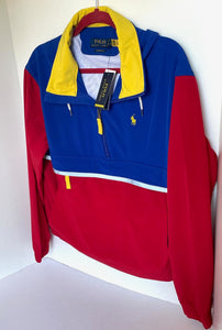 Polo Ralph Lauren Half-Zip Hybrid Jacket Men Medium Colorblock Hood Shell Pullover