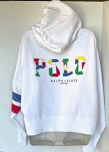 Load image into Gallery viewer, Polo Ralph Lauren Hoodie Sweatshirt Womens Medium White Crop Rainbow Logo