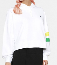 Load image into Gallery viewer, Polo Ralph Lauren Hoodie Sweatshirt Womens Medium White Crop Rainbow Logo