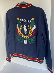 Polo Ralph Lauren Jacket Mens Blue UNI CREST Snap Fleece Bomber