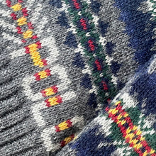 Load image into Gallery viewer, Polo Ralph Lauren Fair Isle Wool Blend Polo Scarf Gray Multi Intarsia Mens Long