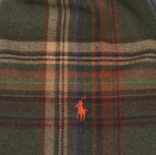 Load image into Gallery viewer, Polo Ralph Lauren Polo Plaid Wool Scarf Olive Green Long Fringed Winter